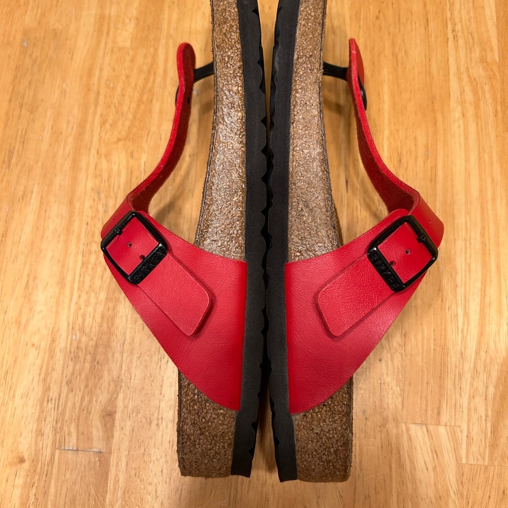 Birkenstock Red Black Gizeh Thong Birko-Flor Sandals EU 40 W9 M7 - Picture 6 of 9